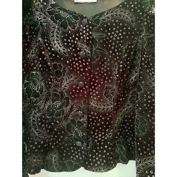 80s Scott McClintock Velvet Purple Puff Juliet sleeve glitter top Shacket Small - Picture 6 of 7
